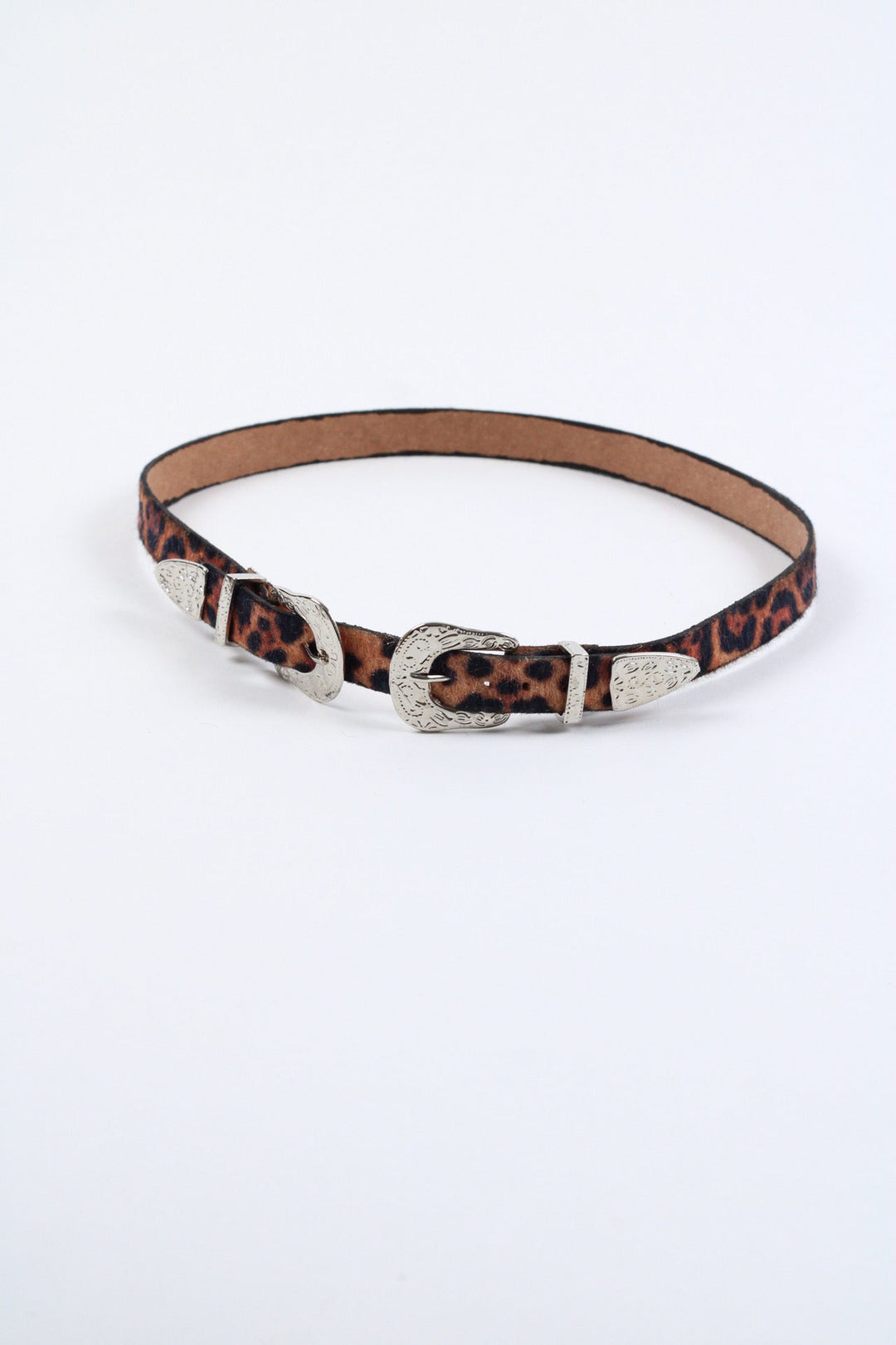 Double Buckle Leather Hat Band