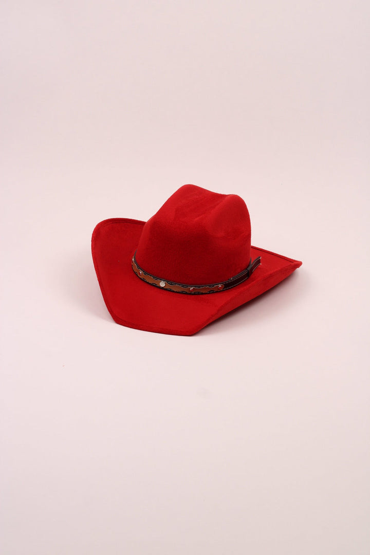 Kids Vegan Suede Austin Hat - Lipstick Red
