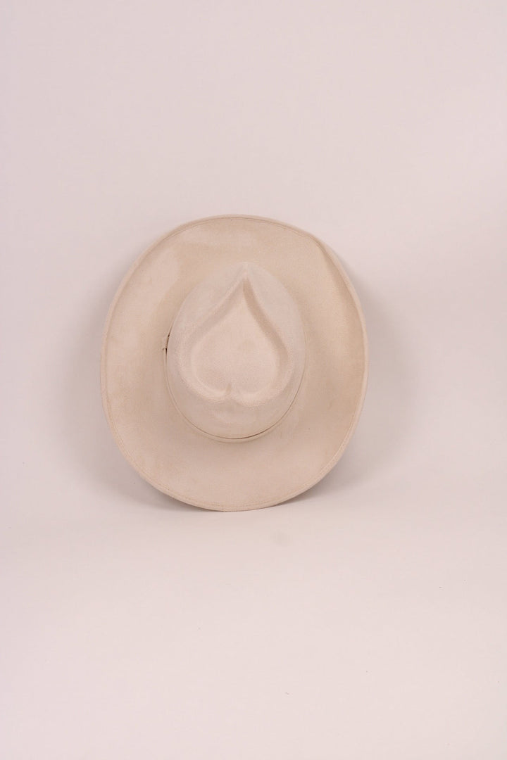 Vegan Suede Heart Shaped Cowboy Hat- Ivory