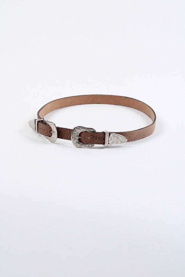 Double Buckle Leather Hat Band
