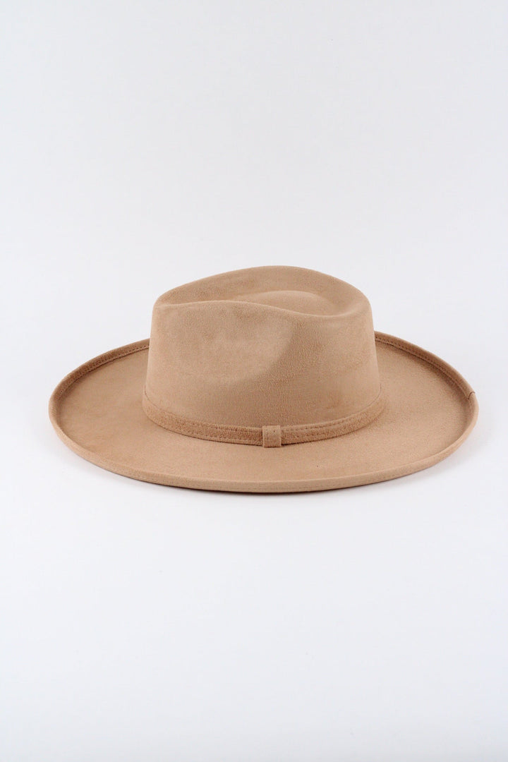 Vegan Suede Rancher Hat - Pencil Brim - Cappuccino