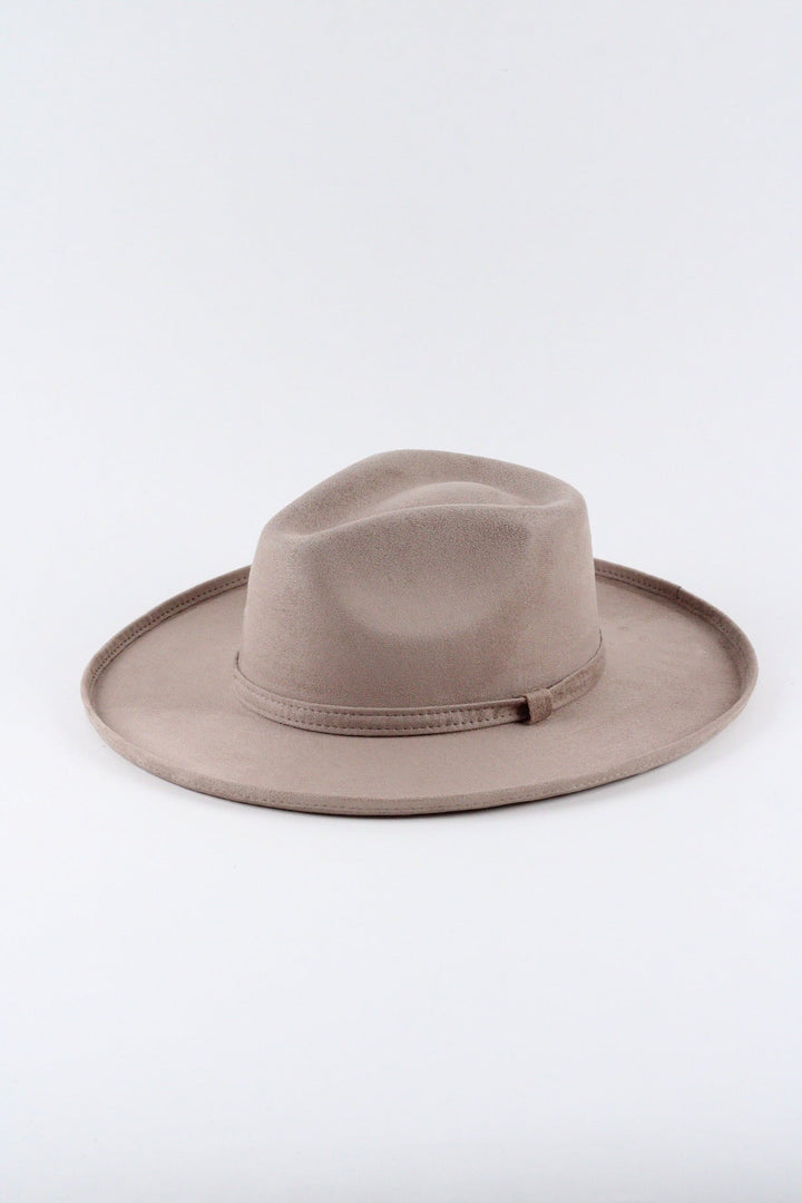Vegan Suede Rancher Hat - Pencil Brim - Sand