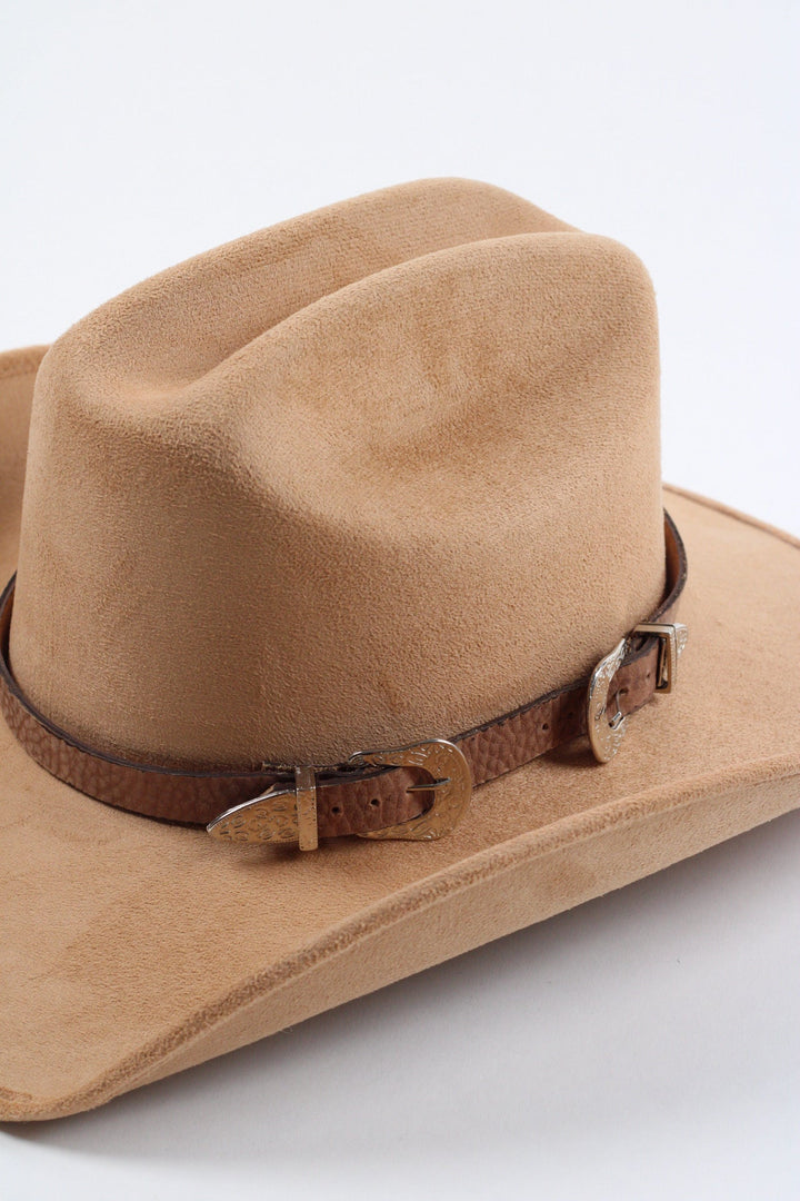 Double Buckle Leather Hat Band