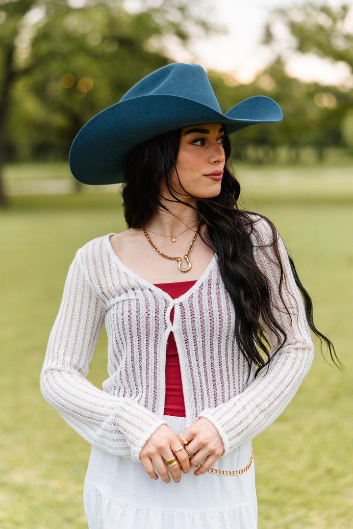 Wren Merino Wool Western Hat - Peacock Blue
