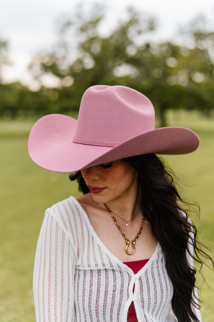 Wren Merino Wool Western Hat - Mulberry Pink