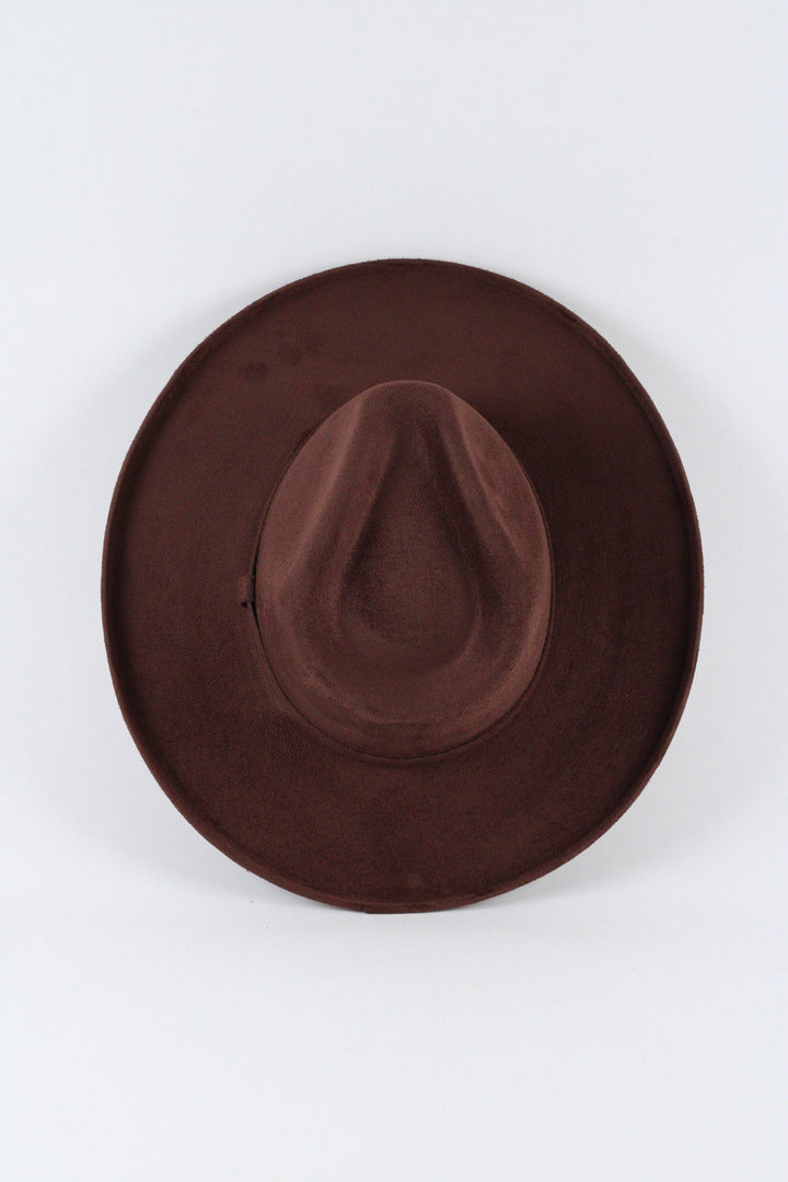 Vegan Suede Rancher Hat - Pencil Brim - Chocolate