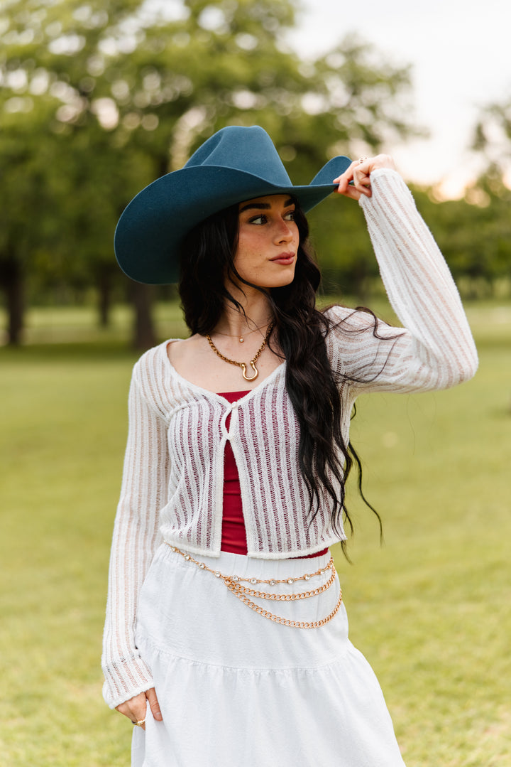 Wren Merino Wool Western Hat - Peacock Blue