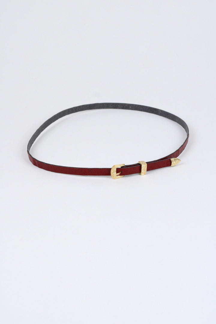 Ostrich Print Leather Hat Band w/ Buckle