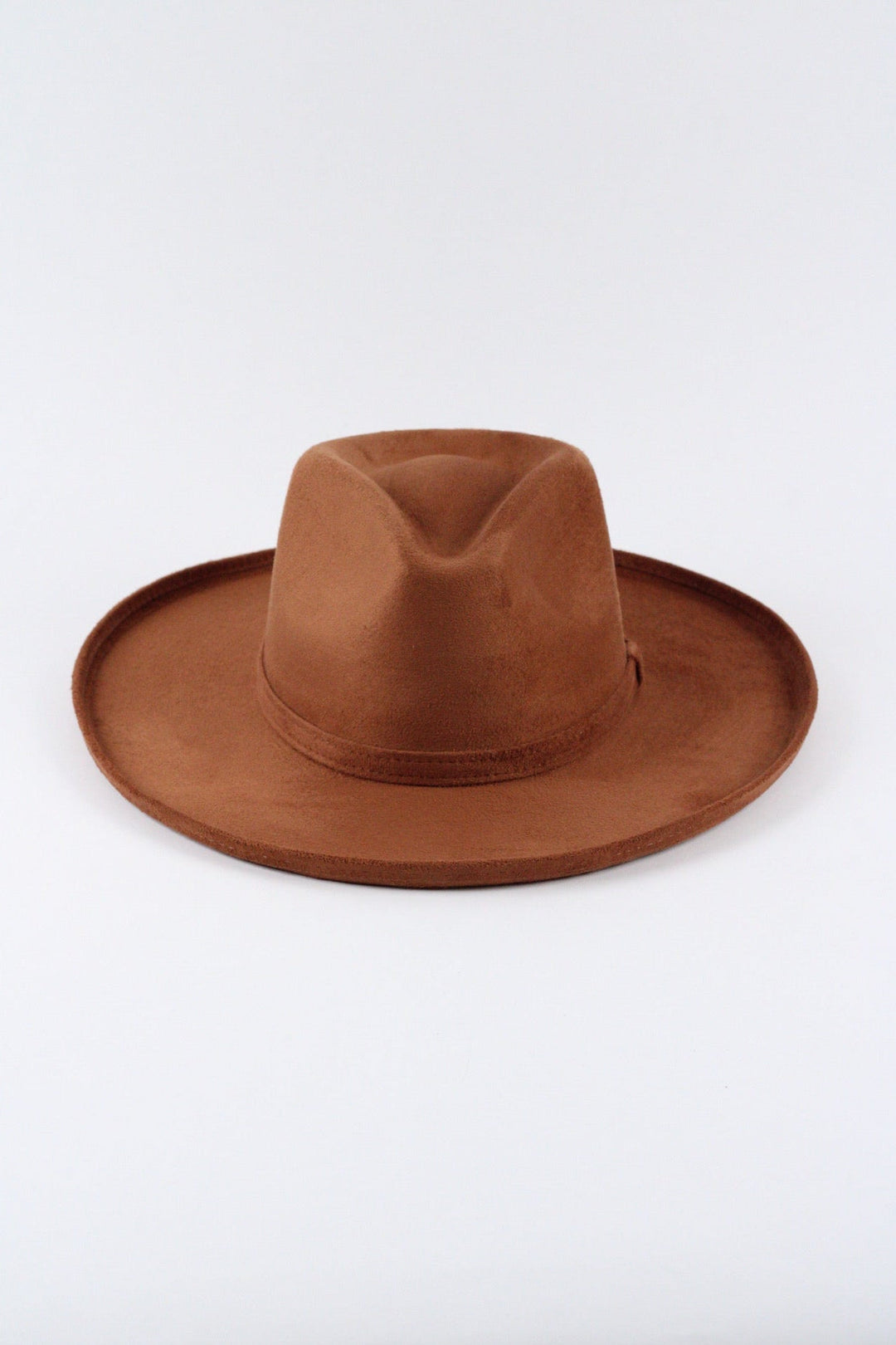 Vegan Suede Rancher Hat - Pencil Brim - Caramel
