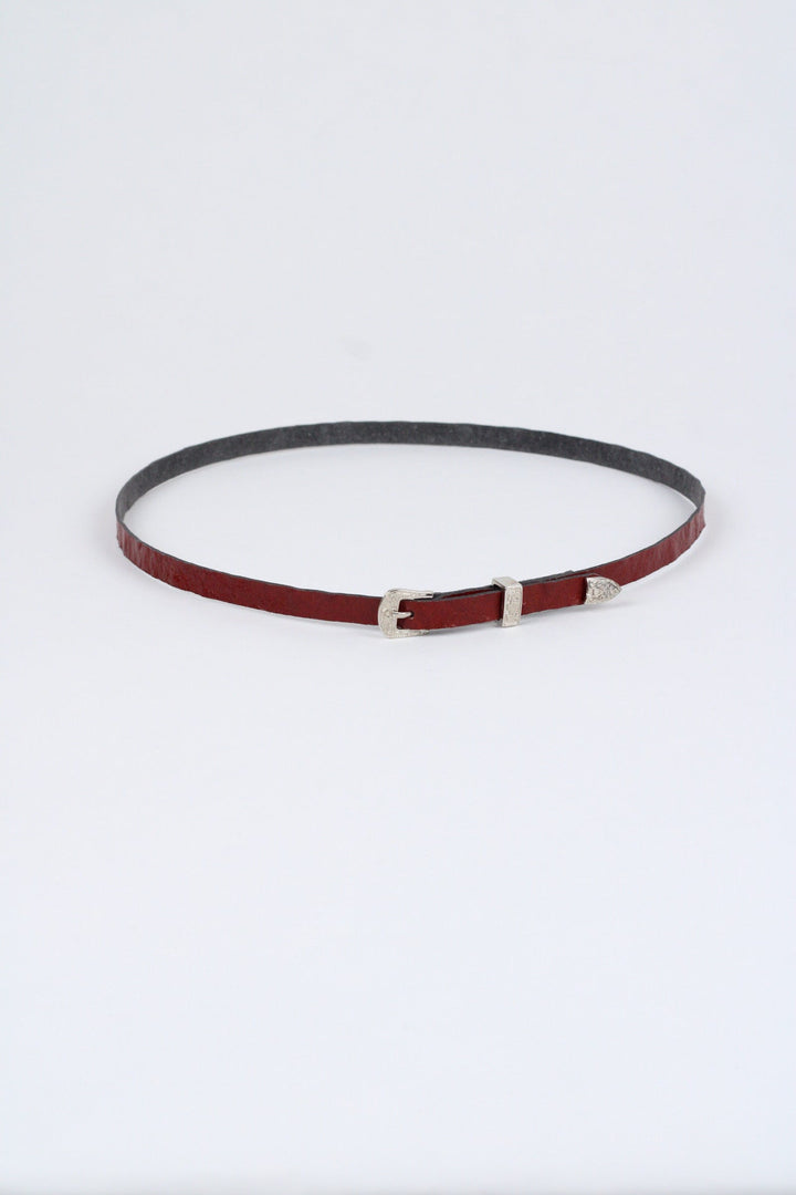 Ostrich Print Leather Hat Band w/ Buckle