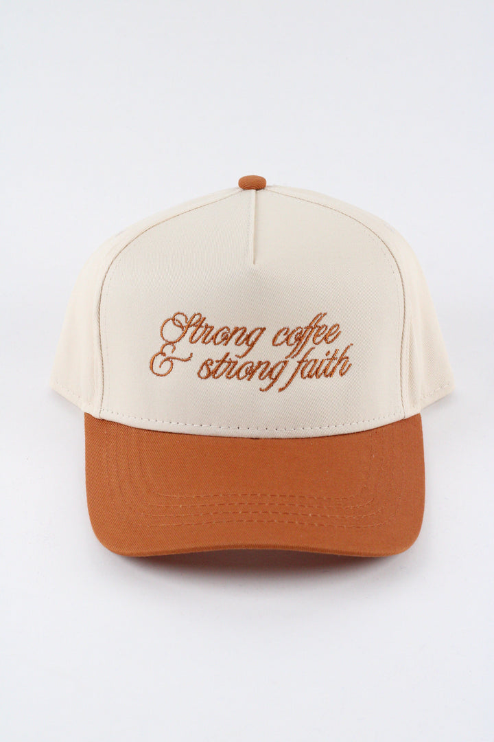 Strong Coffee & Strong Faith Canvas Hat