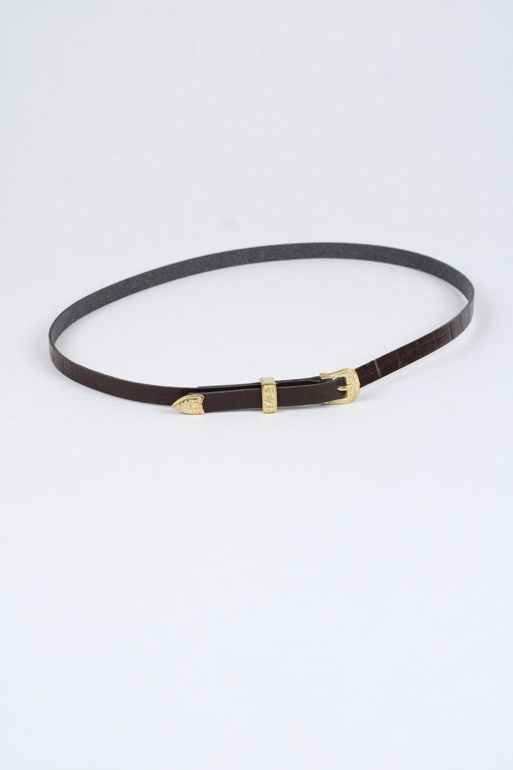 Crocodile Print Leather Hat Band w/ Buckle