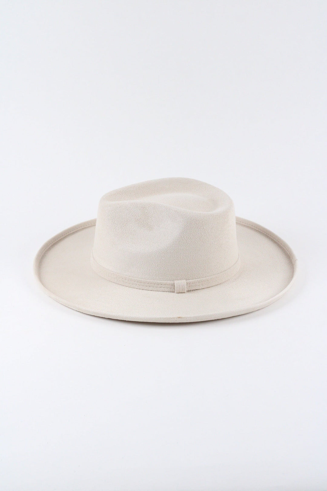 Vegan Suede Rancher Hat - Pencil Brim - Ivory