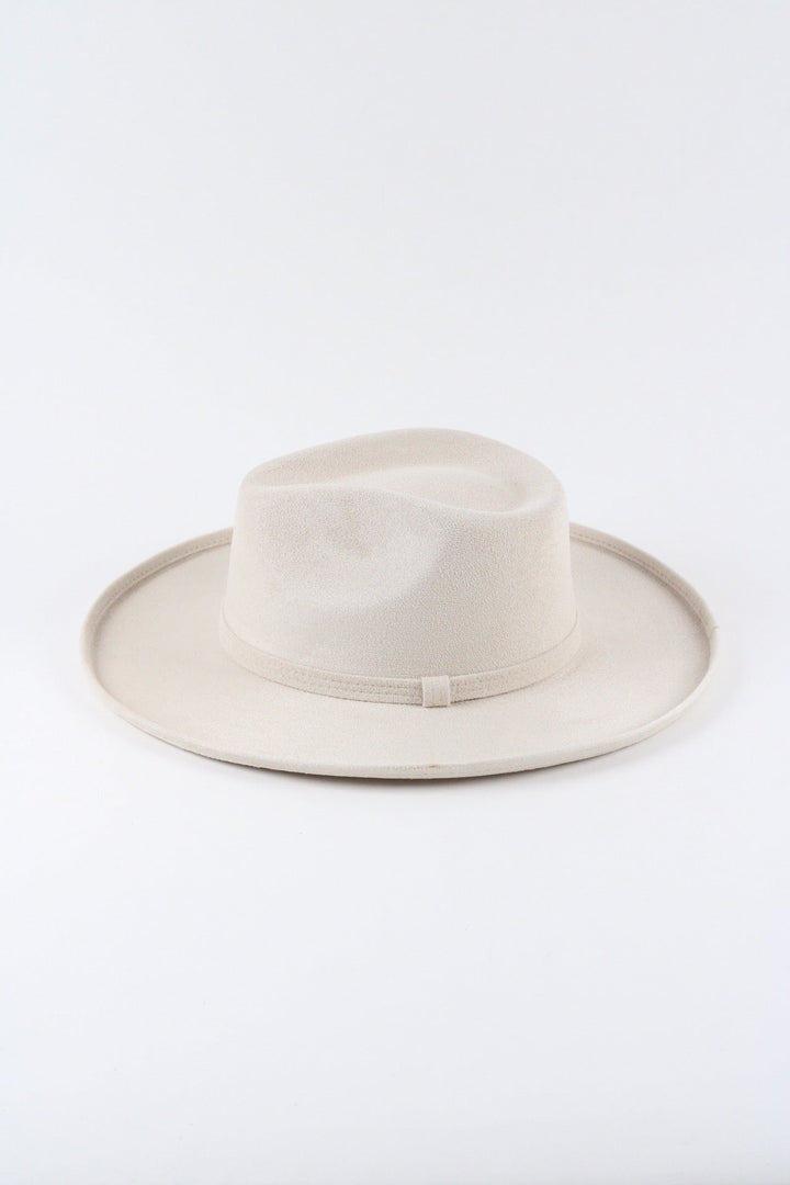 Vegan Suede Rancher Hat - Pencil Brim - Ivory