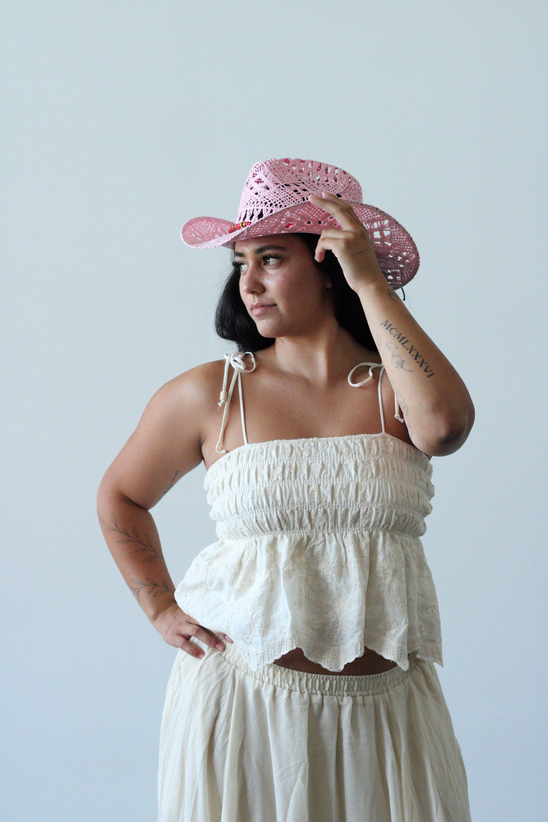 Bayside Western Raffia Hat - Pink