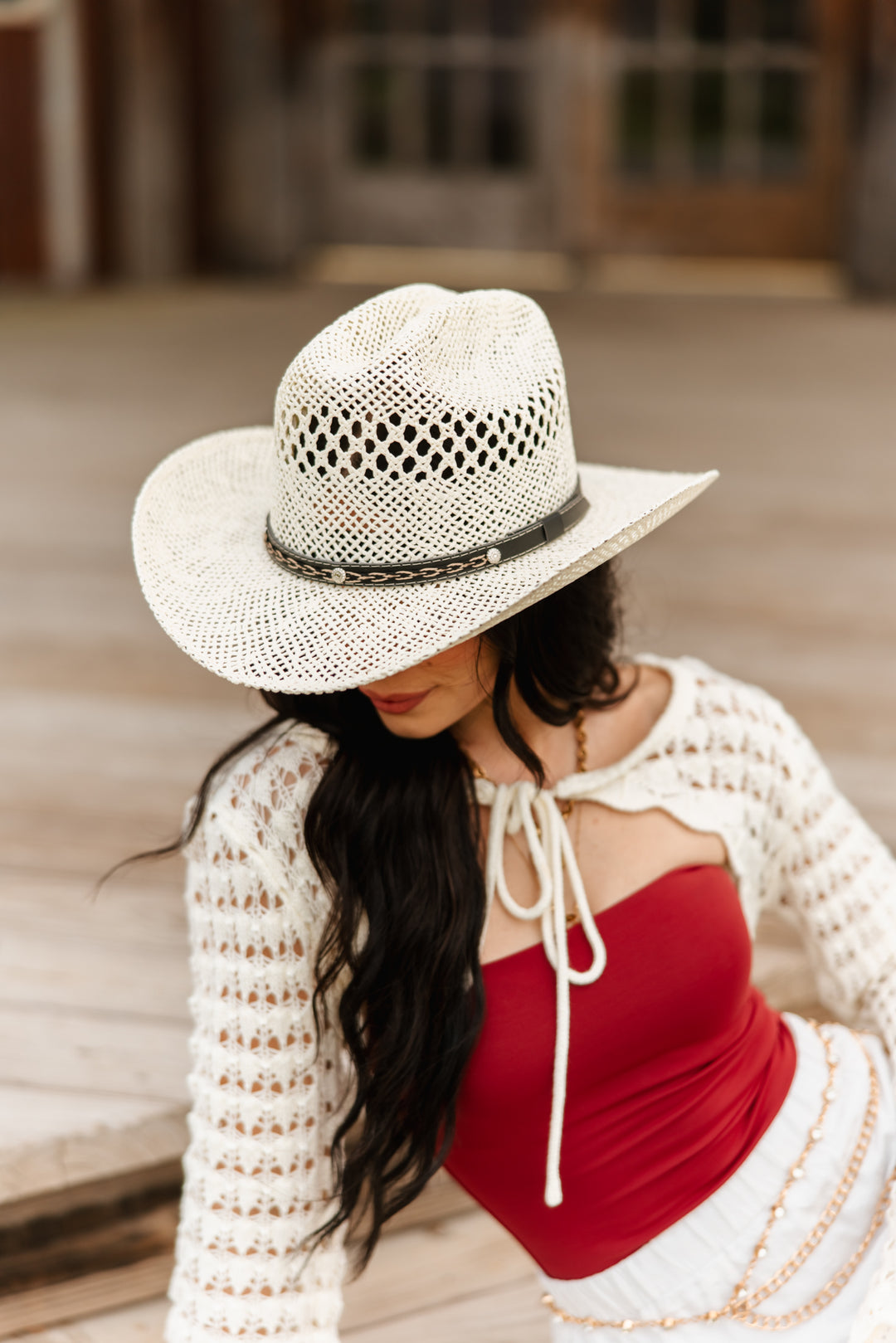 Montecito Raffia Cowboy Hat - Ivory