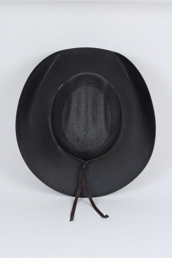 Luckenbach Bull Rider Straw Cowboy Hat - Black