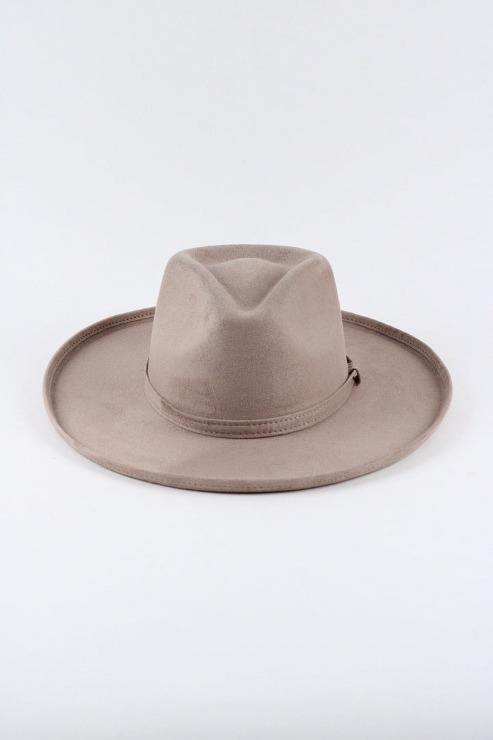 Vegan Suede Rancher Hat - Pencil Brim - Sand