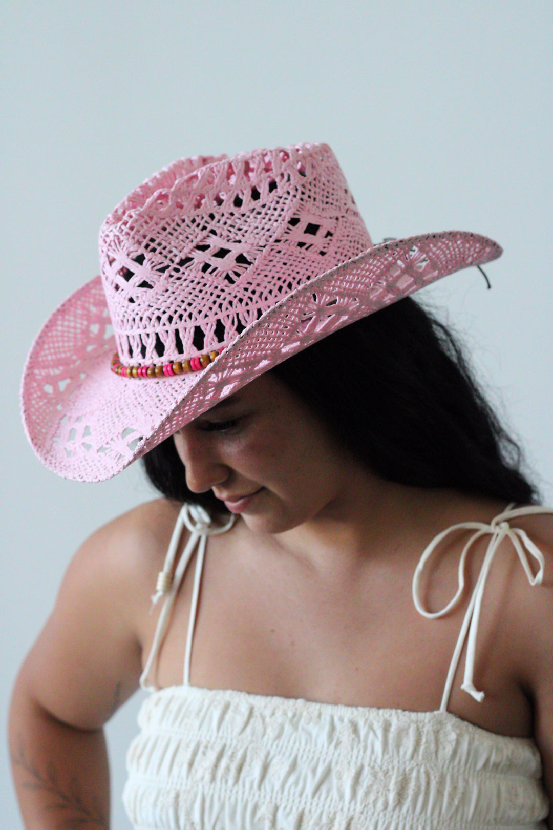 Bayside Western Raffia Hat - Pink