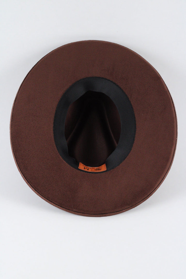 Vegan Suede Rancher Hat - Pencil Brim - Chocolate