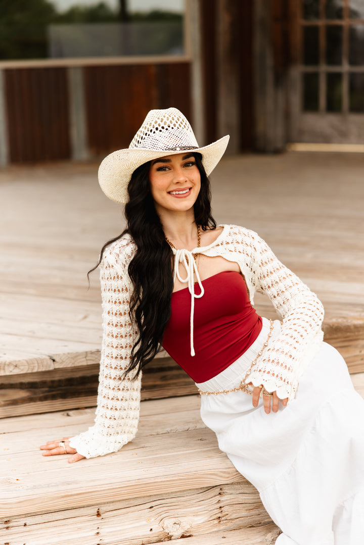 Montecito Raffia Cowboy Hat - Ivory