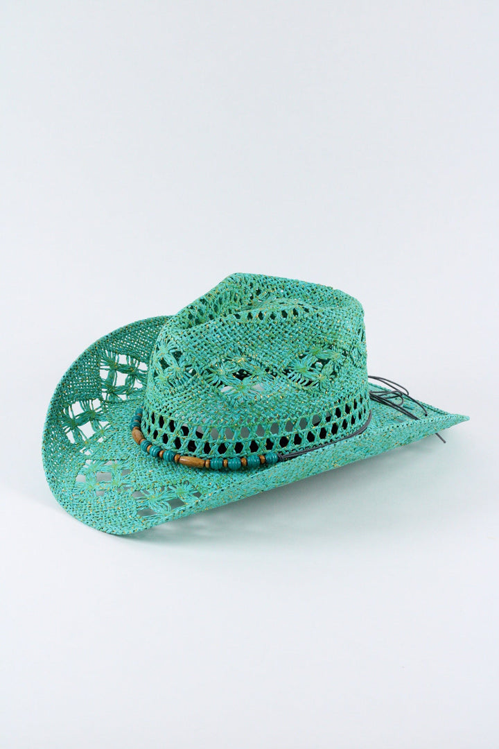 Bayside Rancher Raffia Hat - Aqua Green