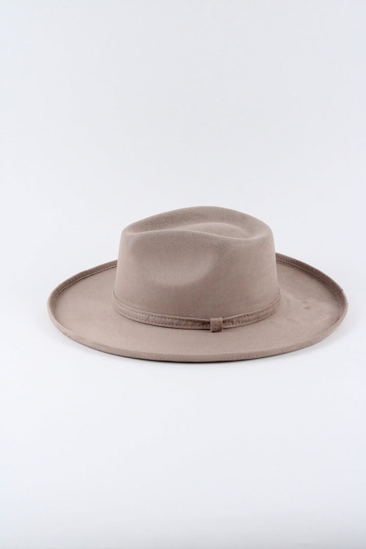 Vegan Suede Rancher Hat - Pencil Brim - Sand