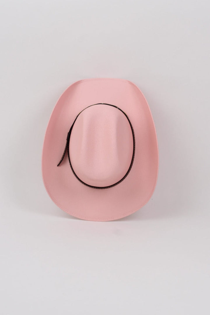 Kids Austin Structured Straw Cowboy Hat - Blush Pink