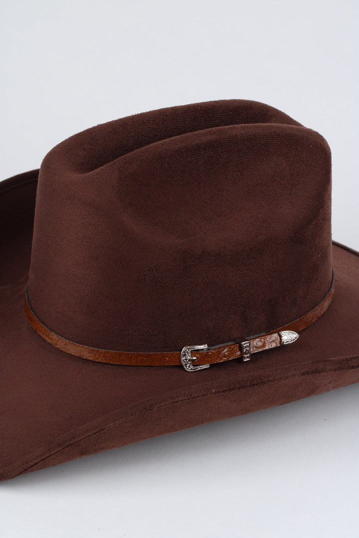 Ostrich Print Leather Hat Band w/ Buckle