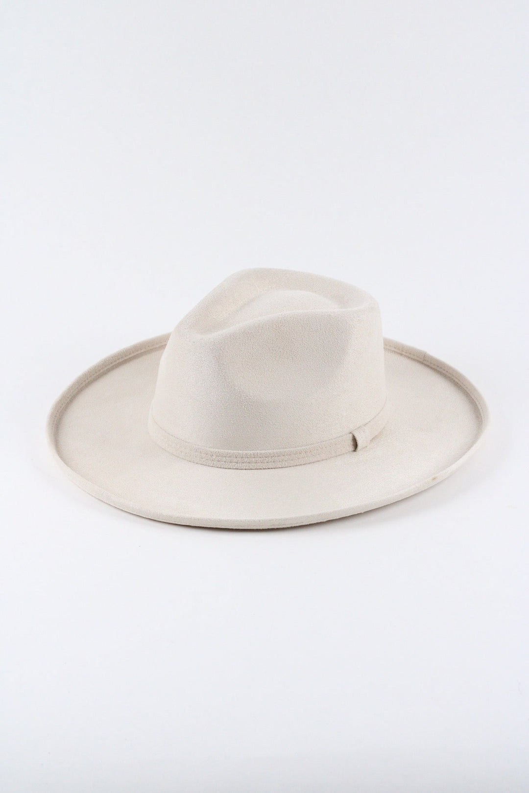 Vegan Suede Rancher Hat - Pencil Brim - Ivory