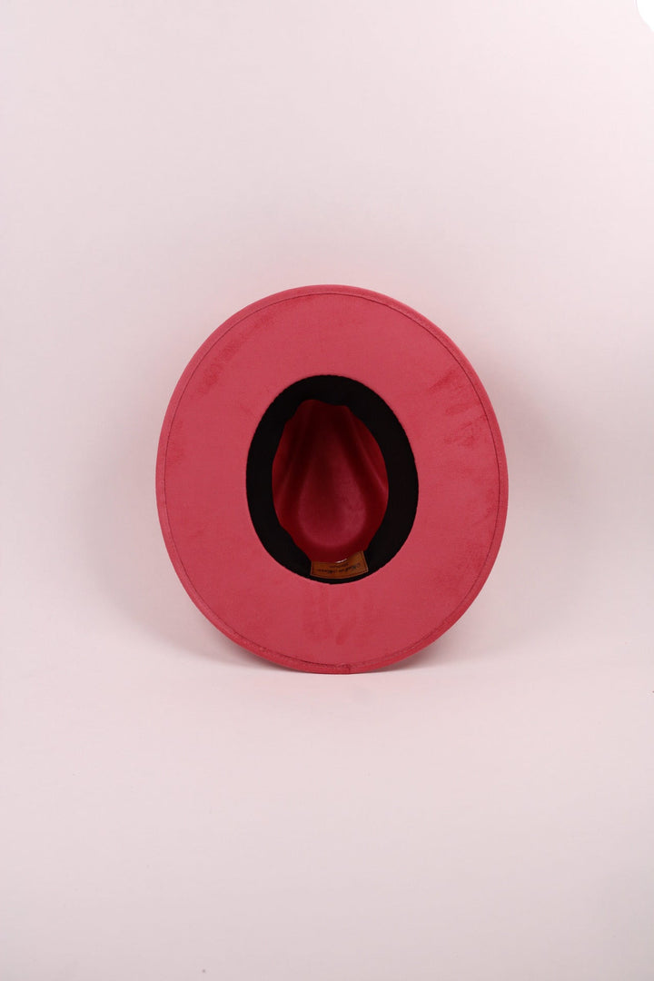Vegan Suede Rancher Hat - Coral Pink