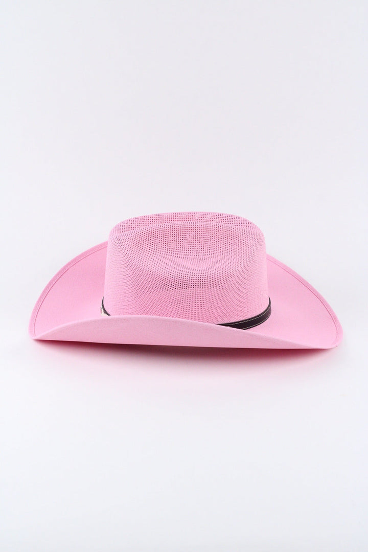 Luckenbach Cattlemen Straw Cowboy Hat - Pink