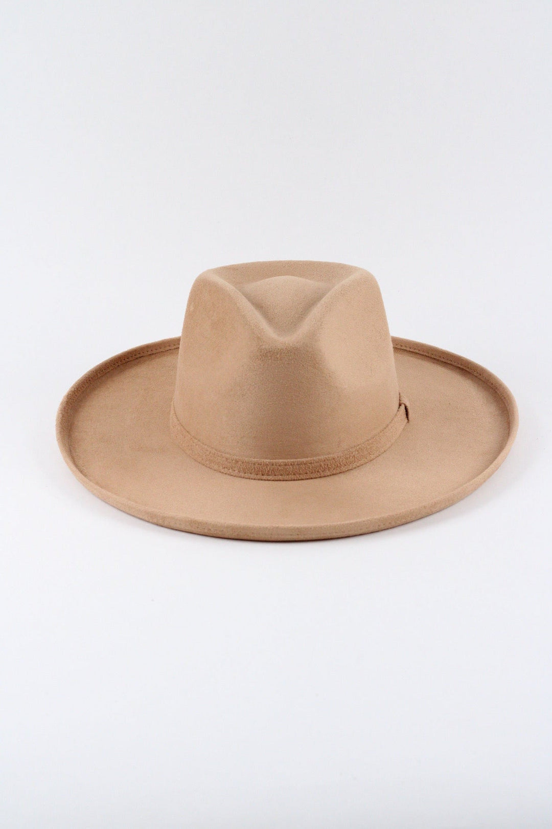 Vegan Suede Rancher Hat - Pencil Brim - Cappuccino