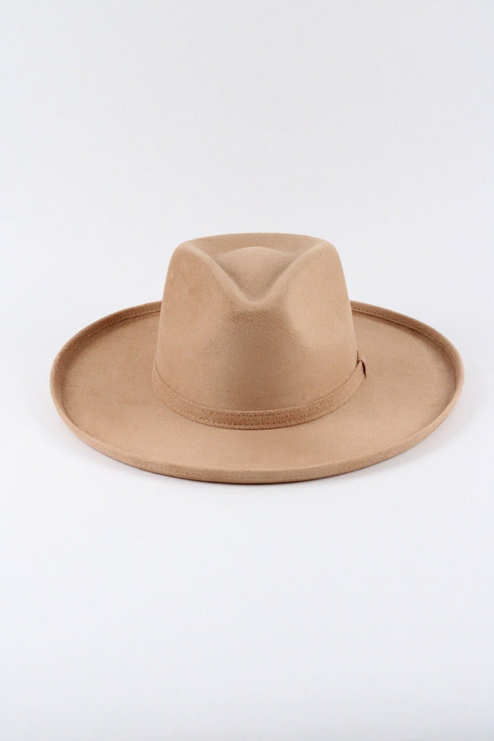 Vegan Suede Rancher Hat - Pencil Brim - Cappuccino