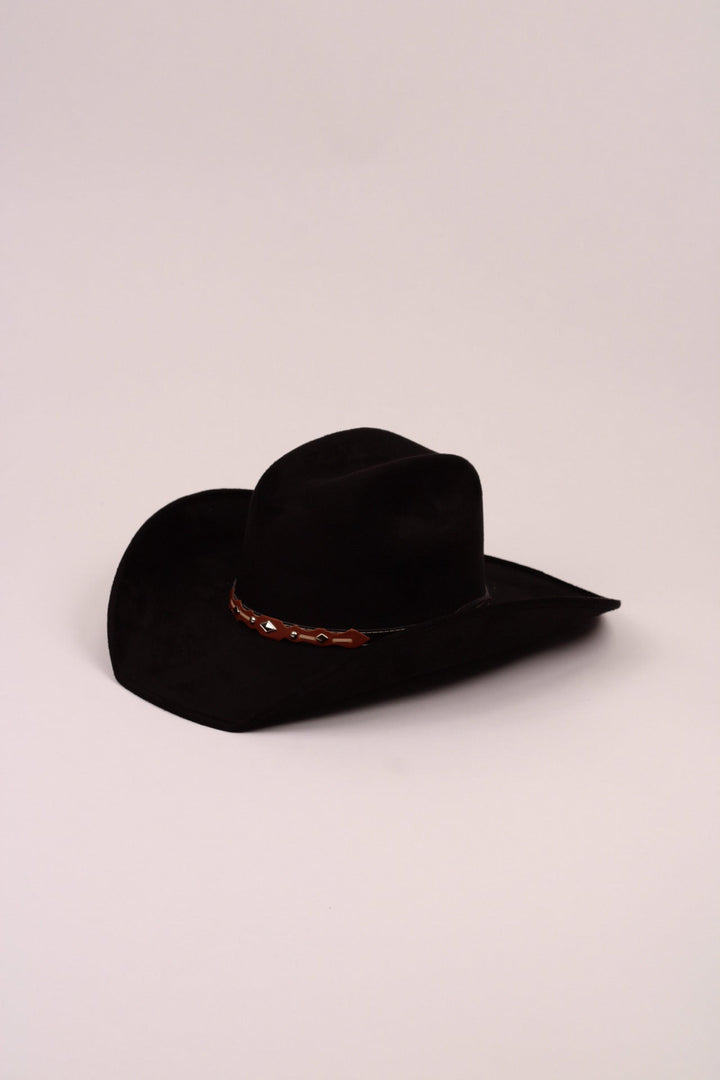 Austin Vegan Suede Cowboy Hat- Black