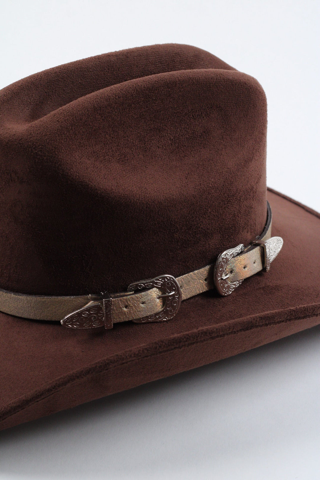 Double Buckle Leather Hat Band