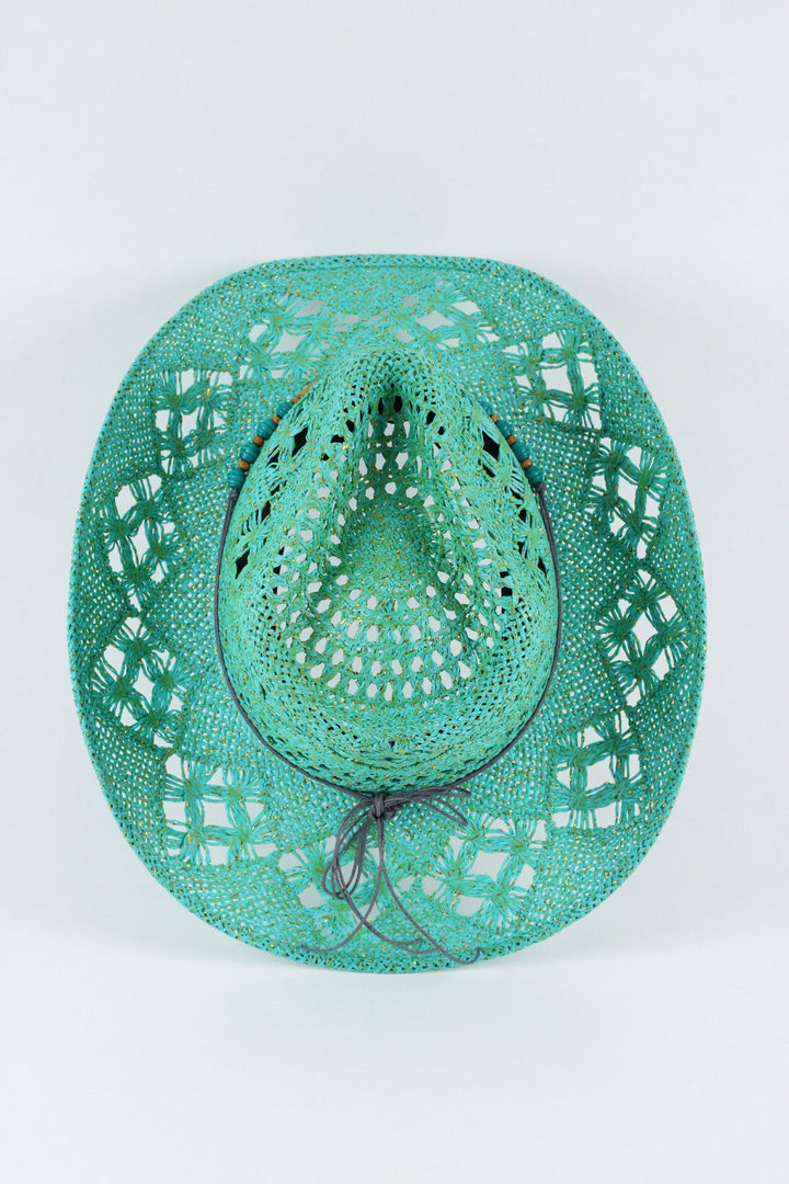 Bayside Rancher Raffia Hat - Aqua Green
