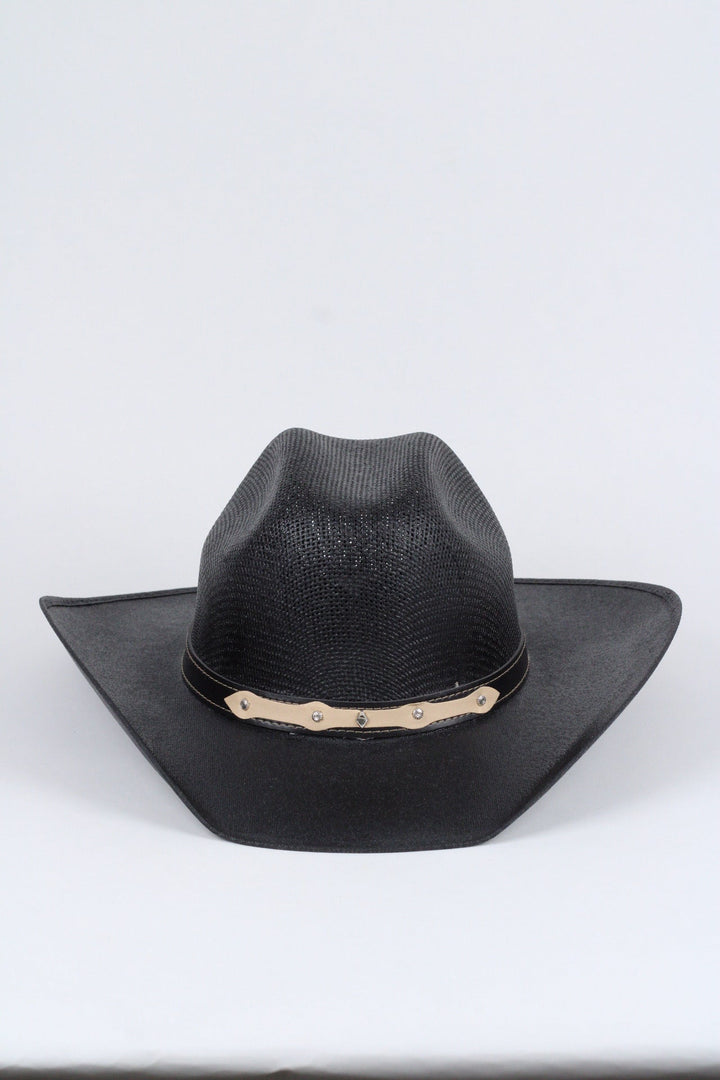 Luckenbach Bull Rider Straw Cowboy Hat - Black