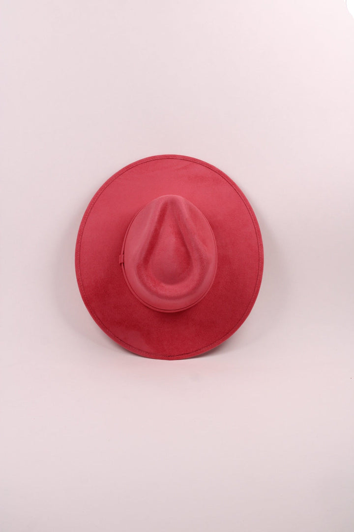 Vegan Suede Rancher Hat - Coral Pink