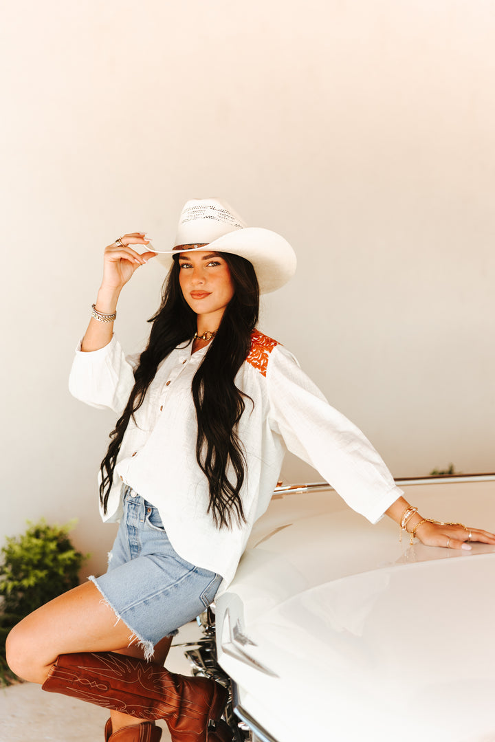 The Odessa Unisex Cattlemen Straw Cowboy Hat - Ivory