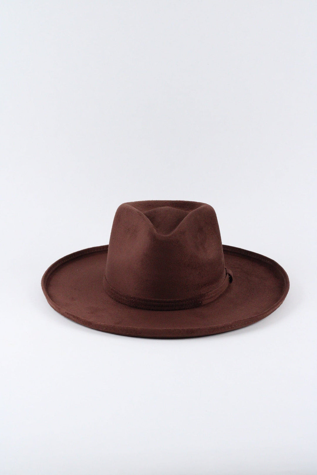 Vegan Suede Rancher Hat - Pencil Brim - Chocolate