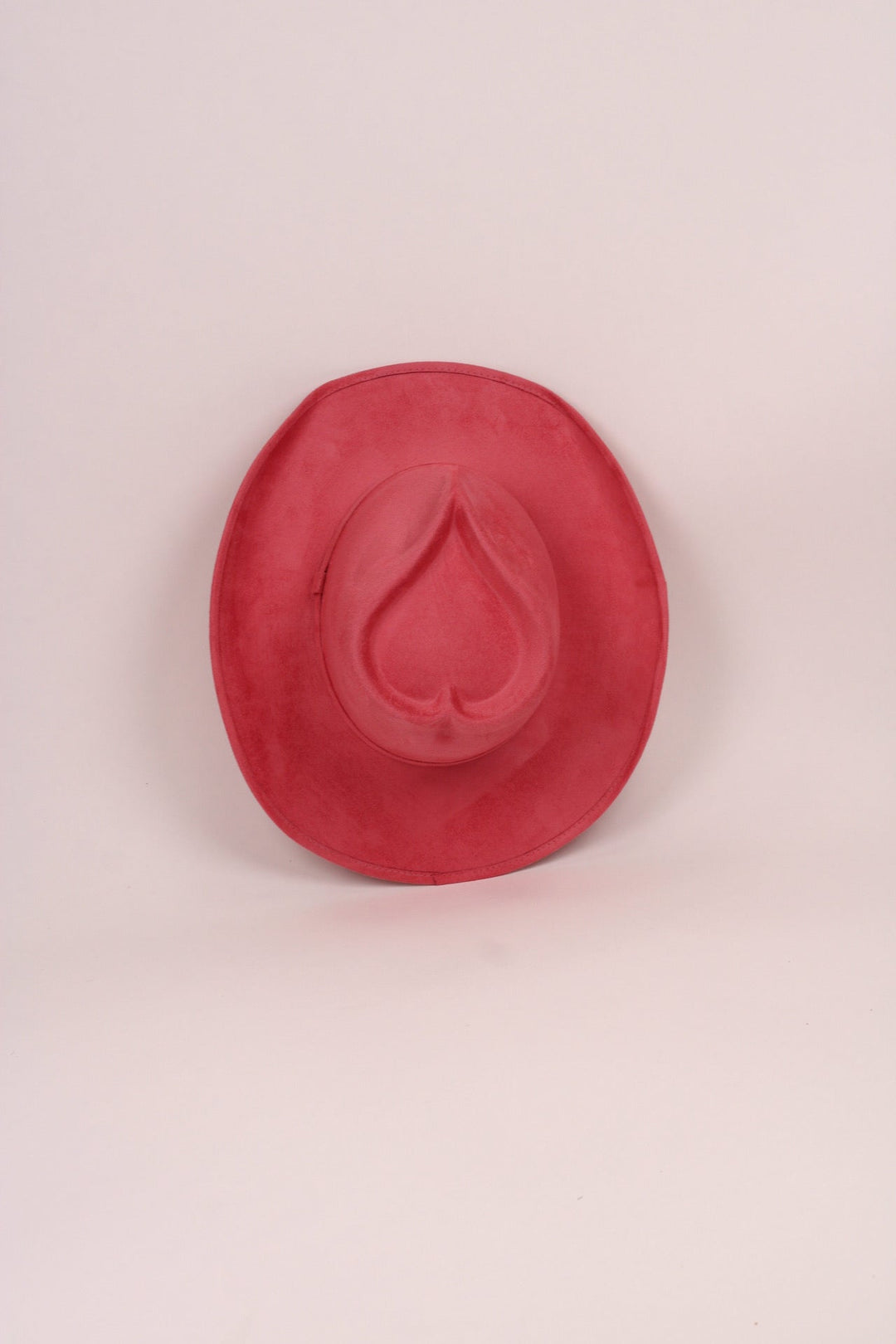 Vegan Suede Heart Shaped Cowboy Hat- Coral