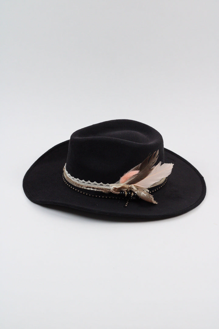 Bonnie Western Teardrop Hat - Black