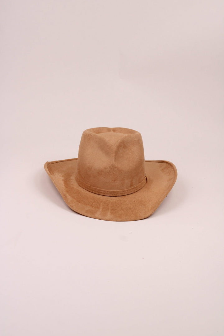 Vegan Suede Heart Shaped Cowboy Hat- Cappuccino