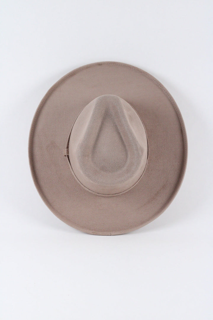 Vegan Suede Rancher Hat - Pencil Brim - Sand