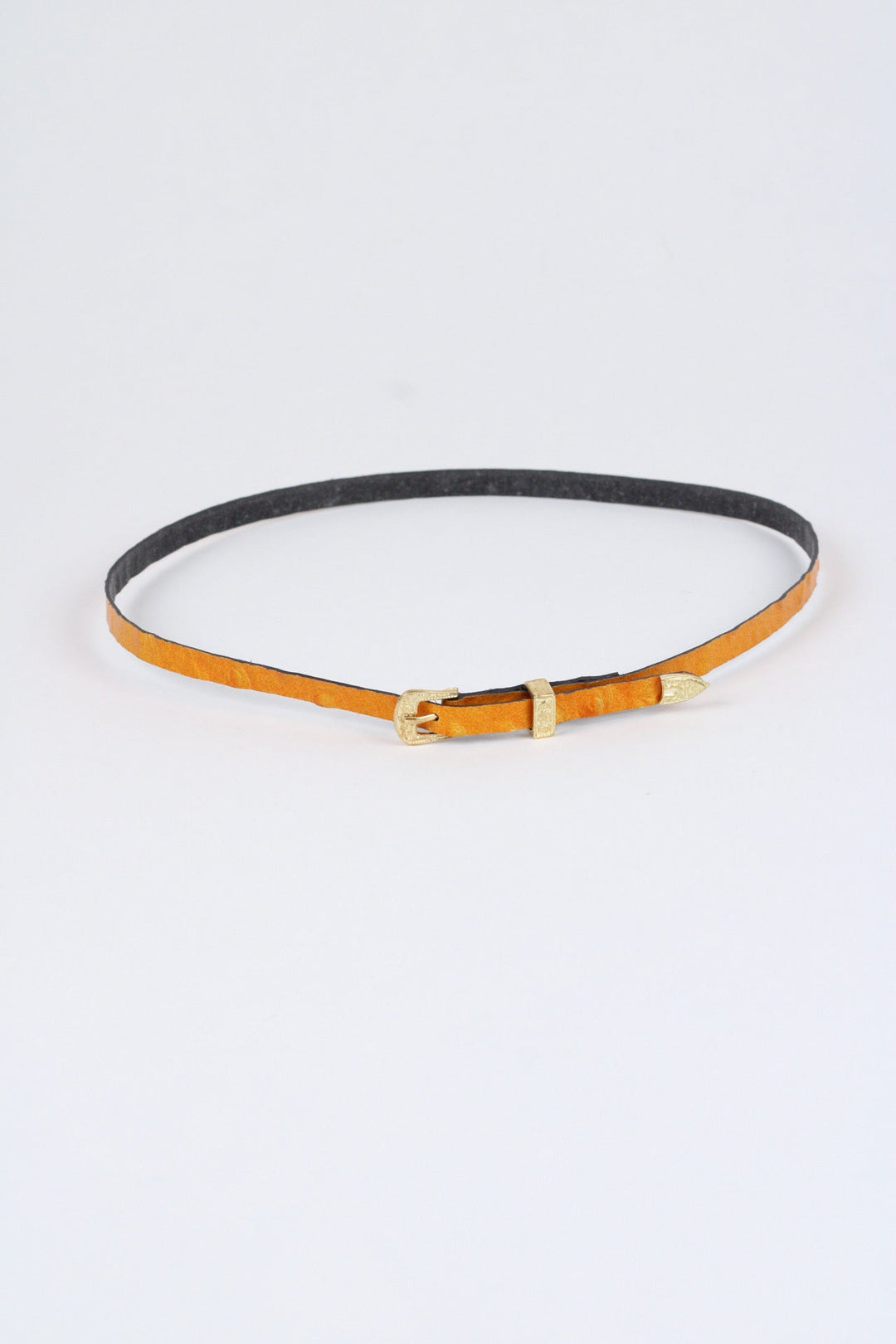 Ostrich Print Leather Hat Band w/ Buckle