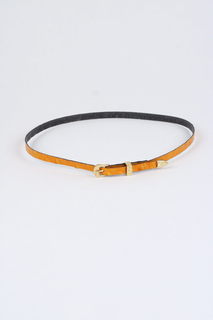 Ostrich Print Leather Hat Band w/ Buckle