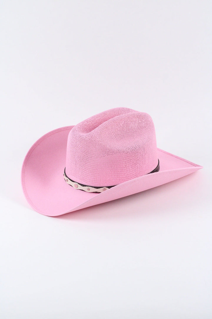 Luckenbach Cattlemen Straw Cowboy Hat - Pink