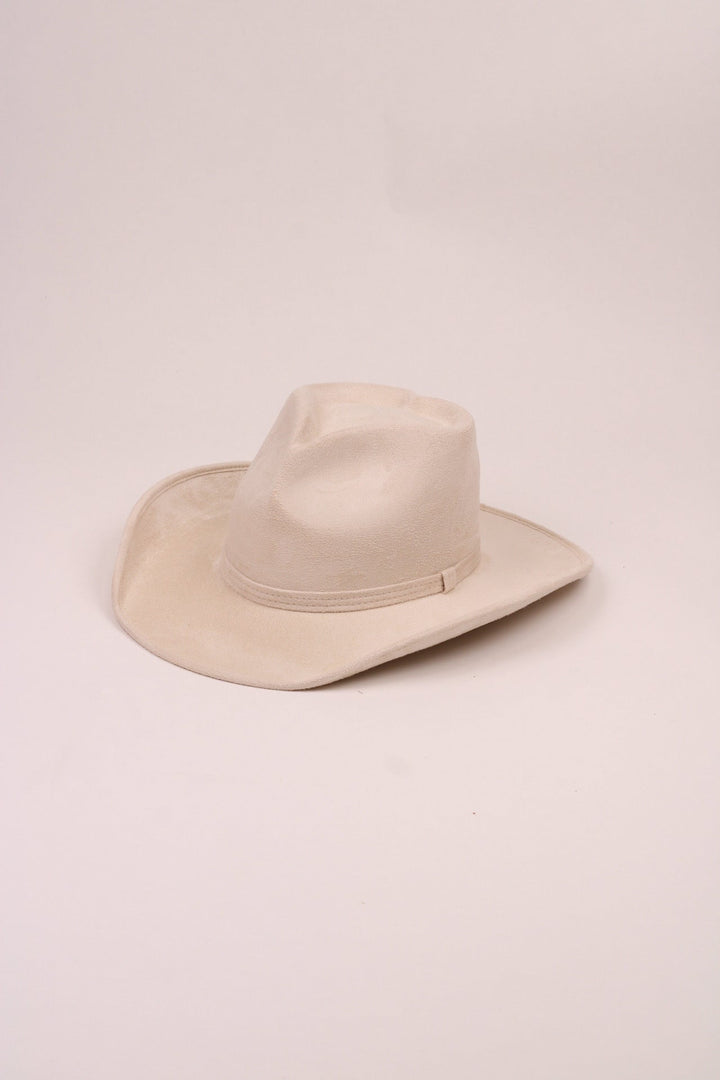 Vegan Suede Heart Shaped Cowboy Hat- Ivory