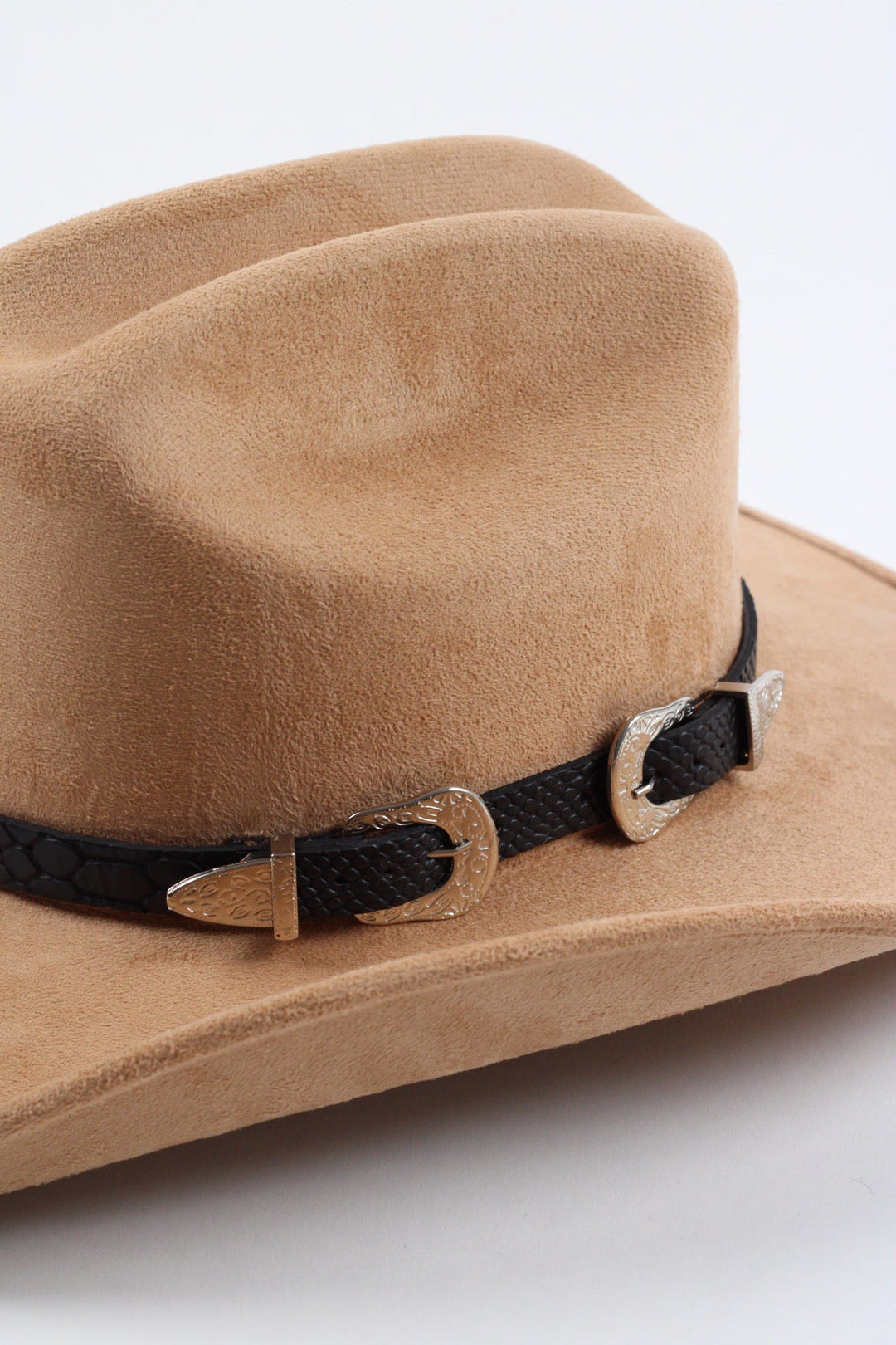Double Buckle Leather Hat Band